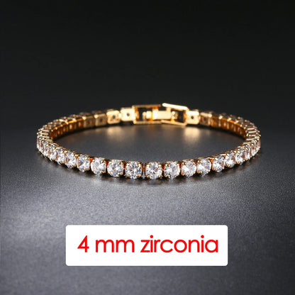 Trendy Vrouwen Tennisarmband met AAA+ Cubic Zirconia - Stijlvolle Zilveren Kristallen Ketting voor Tieners en Bruiloften - H086