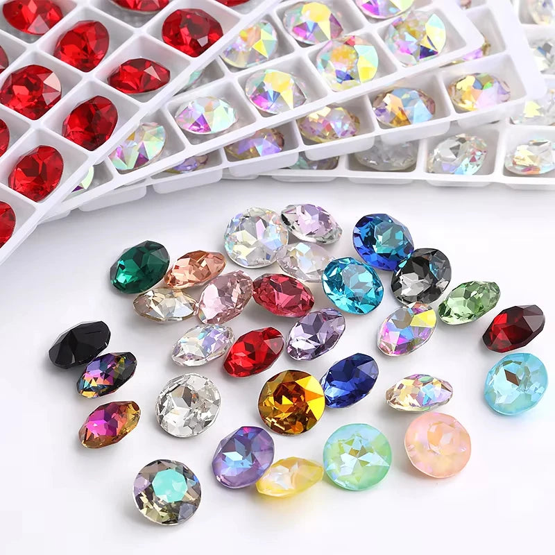 20 Pieces of Round K9 Glass Rhinestones Pointback Crystal 32 Facet Loose Stones for Jewelry Making Nail Art Garment Decor