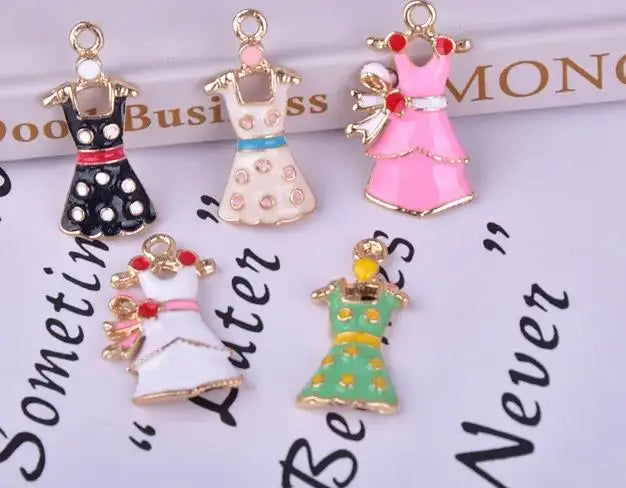 Enamel Dress Charms for Jewelry Making Zinc Alloy Skirt Pendants DIY Earrings Bracelets Craft Supplies