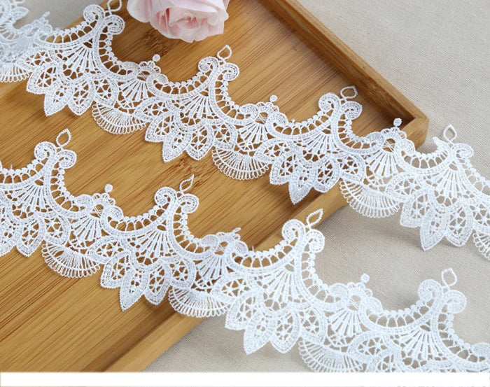 8.1cm Floral Embroidered Lace Trim Polyester Sewing Lace for Clothing Decor DIY Crafts