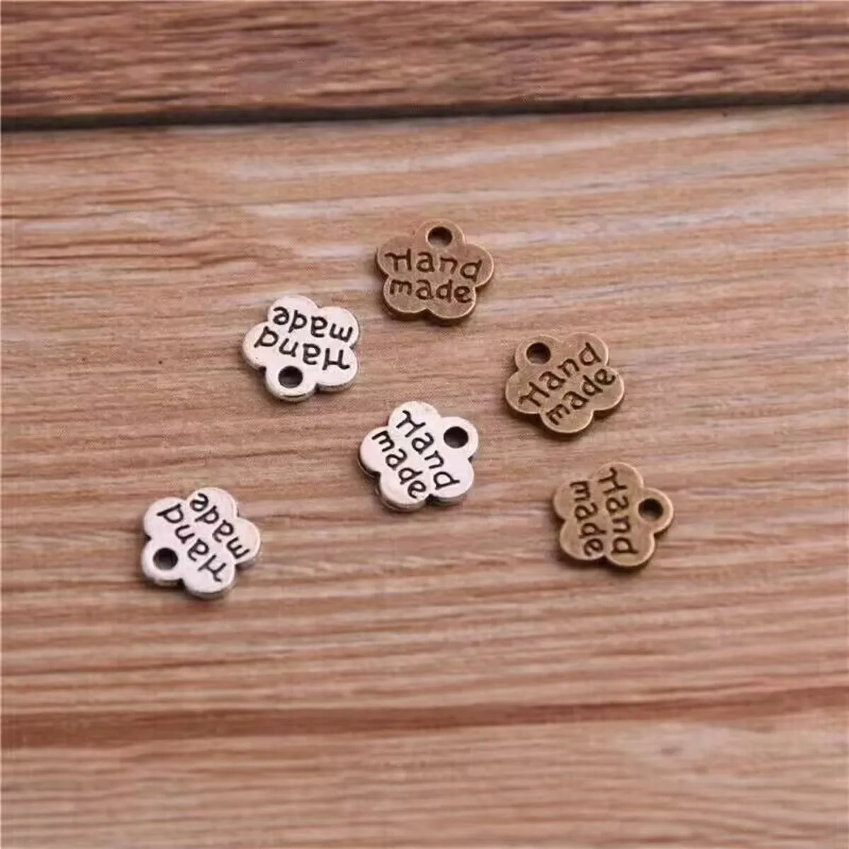 100pcs Handmade Flower Charms 8mm Antique Silver Bronze Spacer Beads Jewelry Making Supplies
