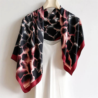 Elegante 90x90cm Twill Zijde-gevoel Vierkante Sjaal voor Dames - Luxe Haar Boomprint Hoofddoek, Sjaal en Nek Sjaal, Perfect voor Hijab of Bandana-stijl!