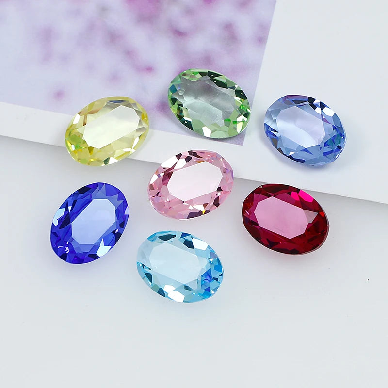 Oval K9 Crystal Pointback Rhinestones 10x14mm 13x18mm Glass Fancy Stones for Jewelry Making Nail Art Garment Decor