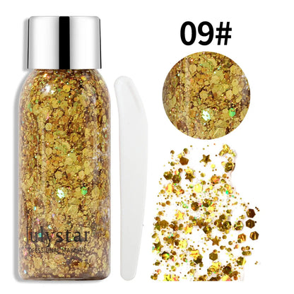 Sprankelende Lichaamsglittergel met Langdurige Pailletten voor Gezicht, Ogen en Haar - Perfect voor Feesten en Zeemeermin-geïnspireerde Looks, met Eenvoudige Verwijdering voor al je Podiummake-upbehoeften!