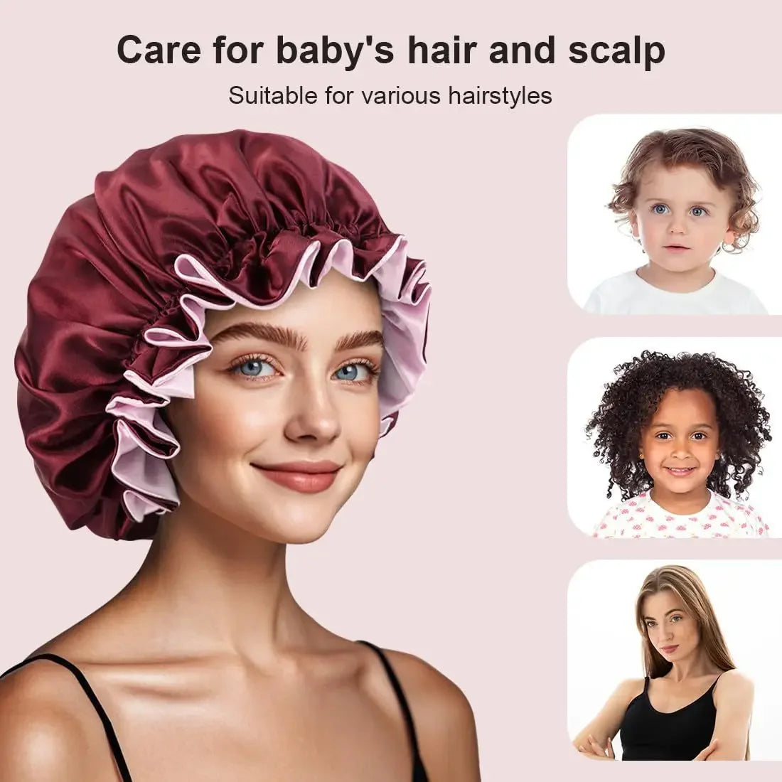 Double Layer Silk Satin Bonnet Lady Night Sleep Hats Fashion Shower Cap Head Cover for Women