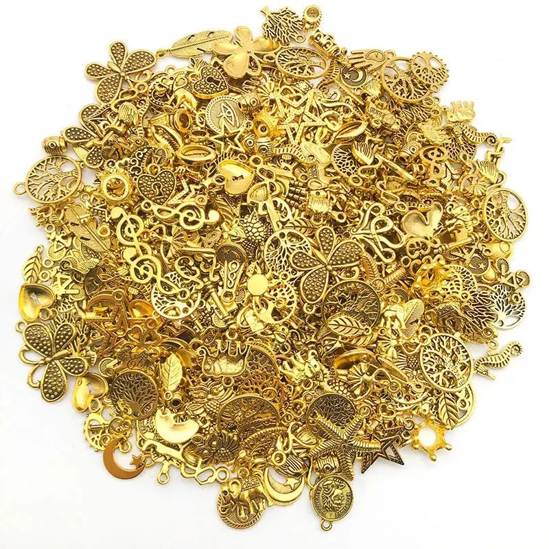 Mixed Metal Charms Bulk Set for Jewelry Making Vintage Alloy Pendants DIY Bracelets Necklaces Craft Supplies