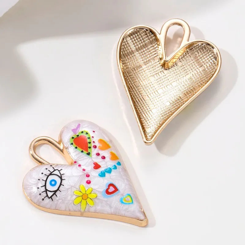 5pcs Colorful Heart Evil Eye Enamel Charms Y2K Jewelry Making Pendants