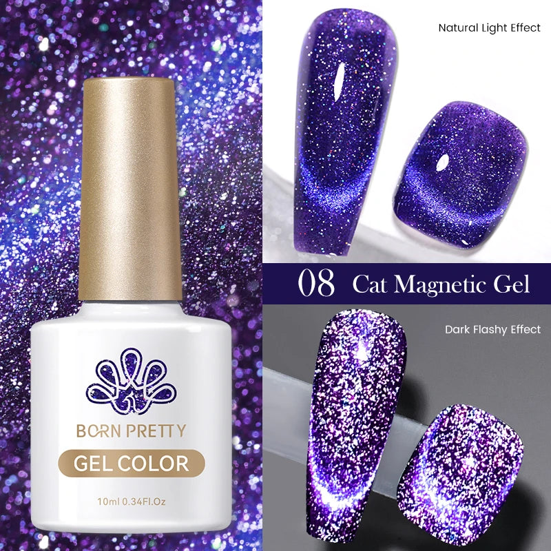 Betoverende Zilveren Maanlicht Kat Magnetische Gel Nagellak - Witte Licht Sprankelende Glitter, Semi- Permanente Nagellak (10ml)