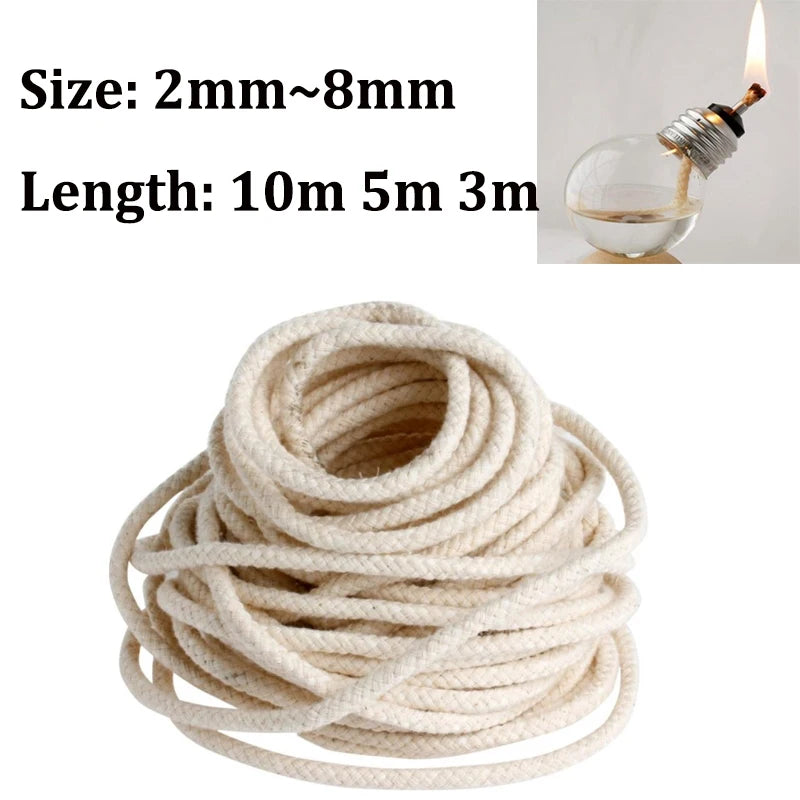 Cotton Candle Wick Cord | Flat and Round Wick Rope for Oil Lamps and Candle Making | Multiple Sizes and Lengths