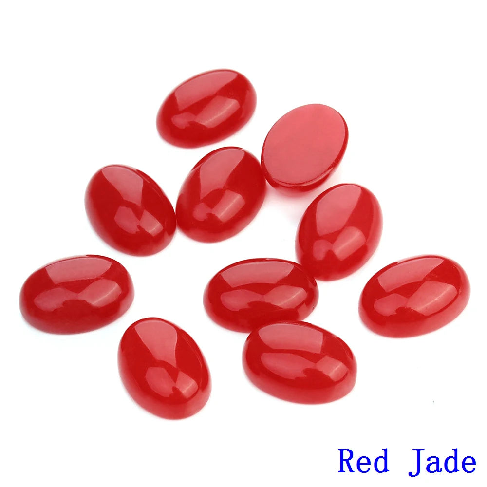 20pcs Natural Stone Oval Cabochons Flat Back Gemstones for Jewelry Making DIY Ring Pendant Earring Craft Supplies