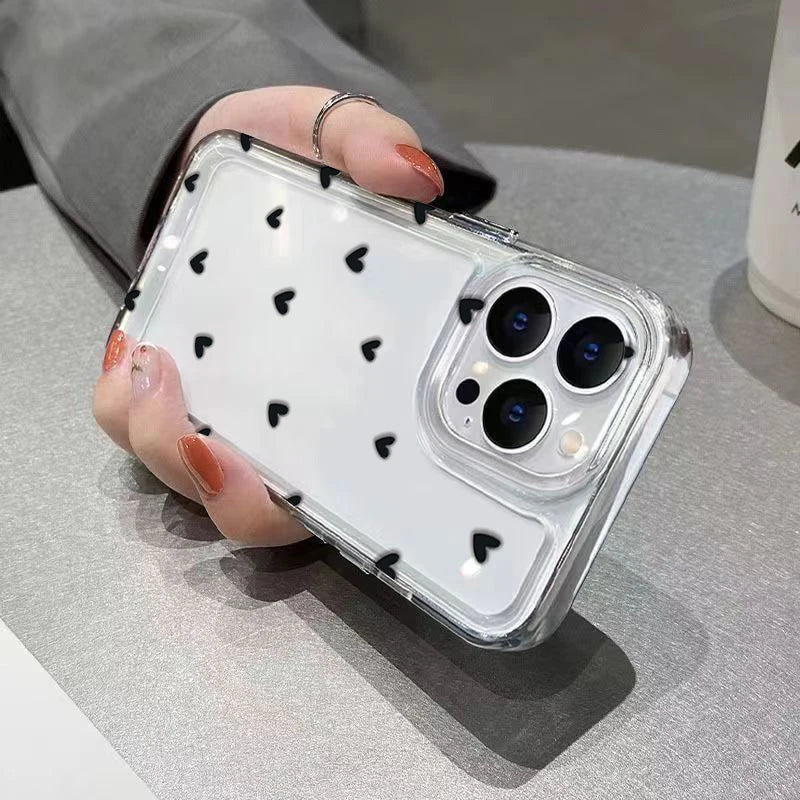 Stijlvolle Hart Graphic Zachte Siliconen Telefoonhoes voor iPhone 14, 13, 15, 16 Pro Max, 16E, 12, 11, X, XR, XS, 7, 8, 16 Plus, SE 2022 - Transparante Bescherming!