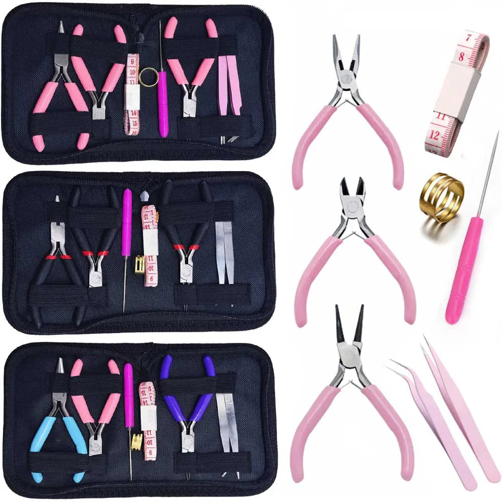 Schmuckherstellung Werkzeug Set 8 teilig Schmuckzangen Perlenwerkzeug Set für DIY Schmuck Reparatur Bastelbedarf