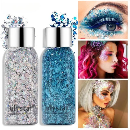 Sprankelende Lichaamsglittergel met Langdurige Pailletten voor Gezicht, Ogen en Haar - Perfect voor Feesten en Zeemeermin-geïnspireerde Looks, met Eenvoudige Verwijdering voor al je Podiummake-upbehoeften!