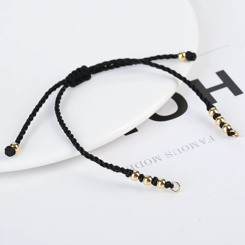 DIY Armband Rohling handgewebt verstellbar mit Goldperlen Schmuckzubehör Bastelbedarf