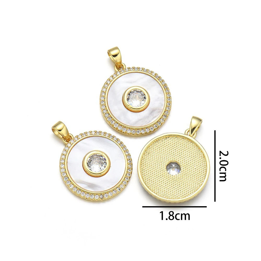 Gold Plated Shell Pendant Zircon Charm DIY Jewelry Making