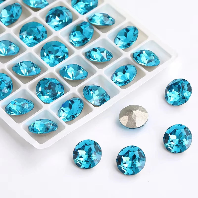20 Pieces of Round K9 Glass Rhinestones Pointback Crystal 32 Facet Loose Stones for Jewelry Making Nail Art Garment Decor