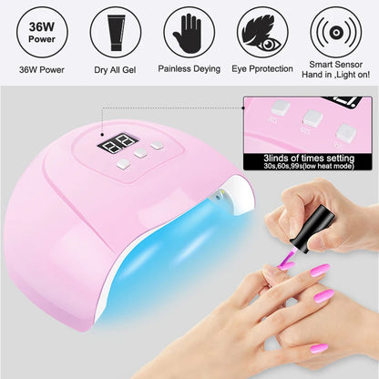 Ultimate Gel Nagellak Set: Compleet Pakket met UV Nagellamp, Elektrische Boor, Soak-Off Gel, Basis- en Topcoats, en Essentiële Nagelgereedschappen!