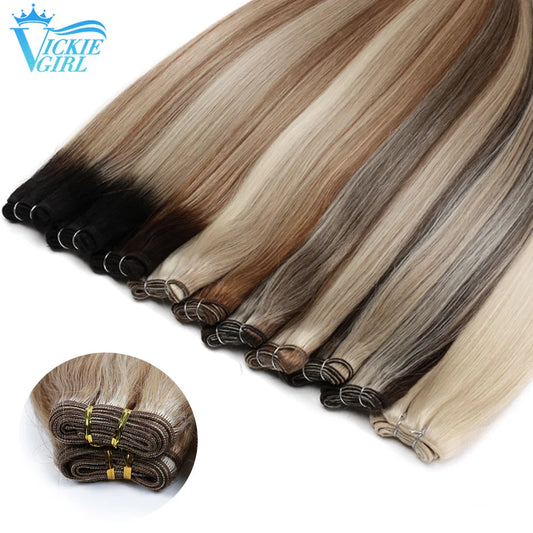 Luxe Ombre Blonde Rechte Menselijke Haar Weft Bundels - 100g/Pcs, Beschikbaar in 16"-28" - Premium Remy Skin Dubbele Weft Extensions