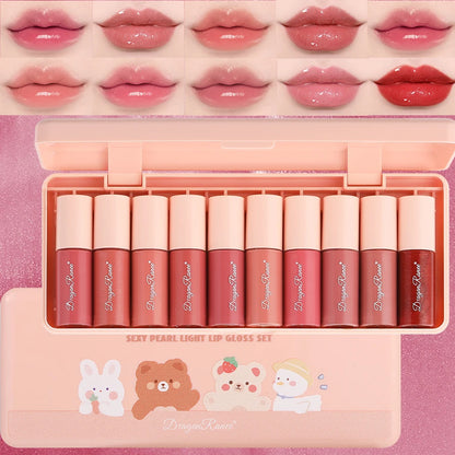 Glamoureuze 10-delige Lippencollectie: Vonkelende Glitter Gloss, Vibrante Lip Glaze, Luxe Niet-Plakkerige Cup, Langdurige Hydraterende Glans, Parelmoer en Glanzende Afwerkingen - Jouw Ultieme Lippenkleur Set