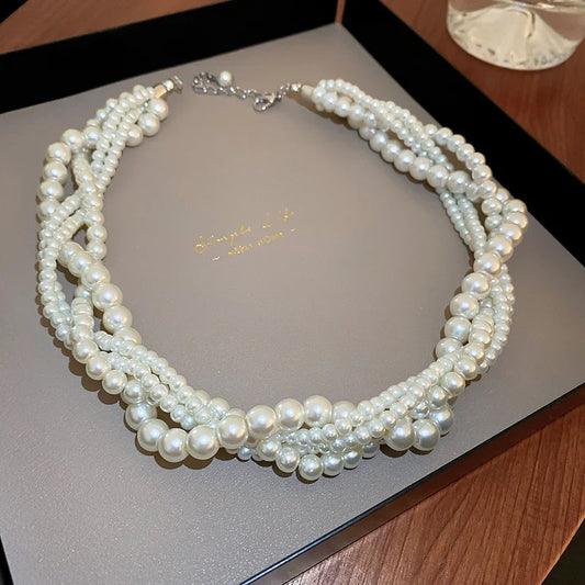 Elegante Geometrische Parel Choker Ketting voor Vrouwen - Perfect Huwelijksaccessoire voor Bruiden