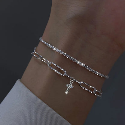 Elegante Sprankelende Zilveren Verstelbare Armbanden voor Vrouwen - Betoverend Gypsophila Ontwerp, Perfect voor Trouwen en Bijzondere Gelegenheden!