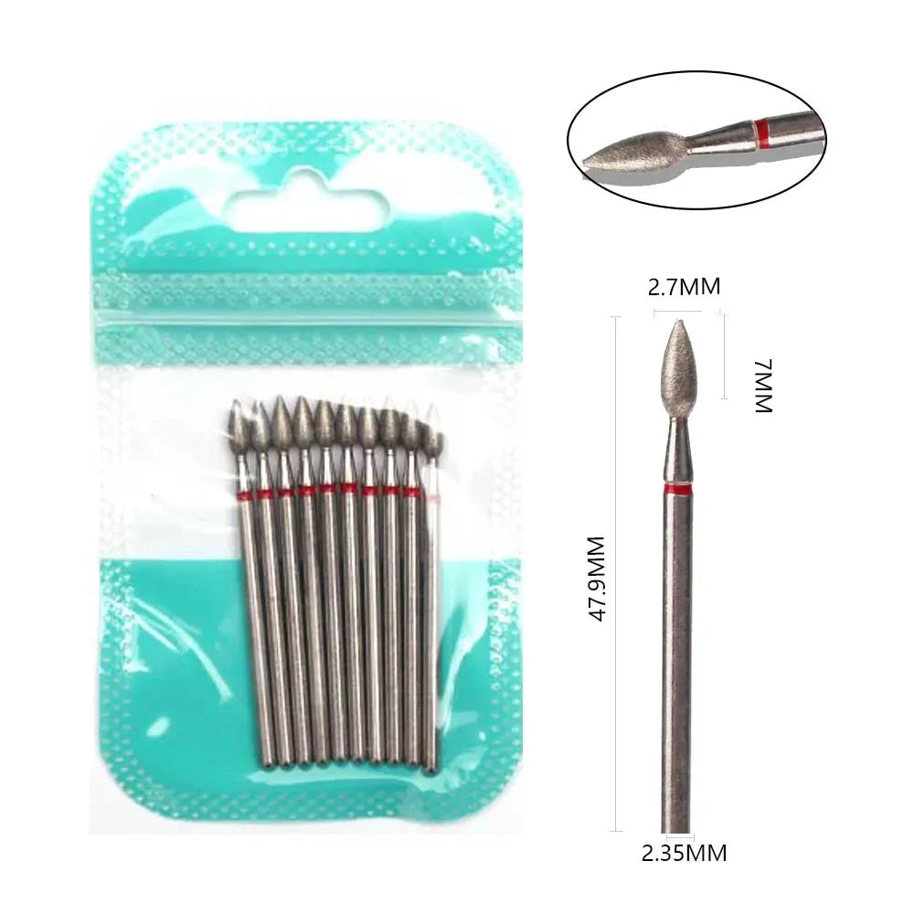 Ultimate 10-delige Diamanten Vijl Bit Set voor Perfecte Manicure & Pedicure met Elektrische Machine - Inclusief Borstel en Freesgereedschap