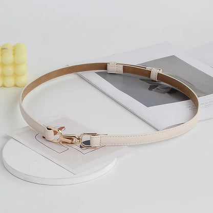Chique Vrouwelijke Verstelbare Dunne Leren Riem met Vintage Gouden Gesp - Perfect voor Jurken!