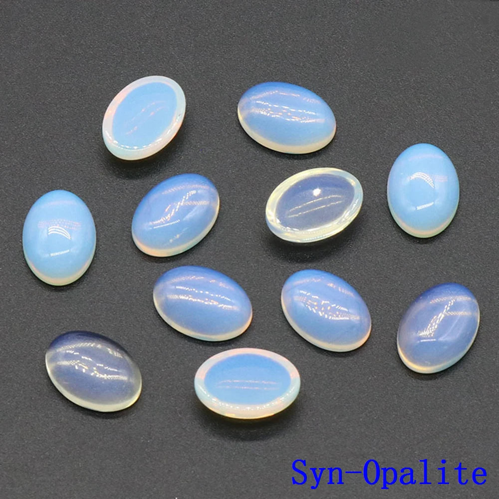 20pcs Natural Stone Oval Cabochons Flat Back Gemstones for Jewelry Making DIY Ring Pendant Earring Craft Supplies