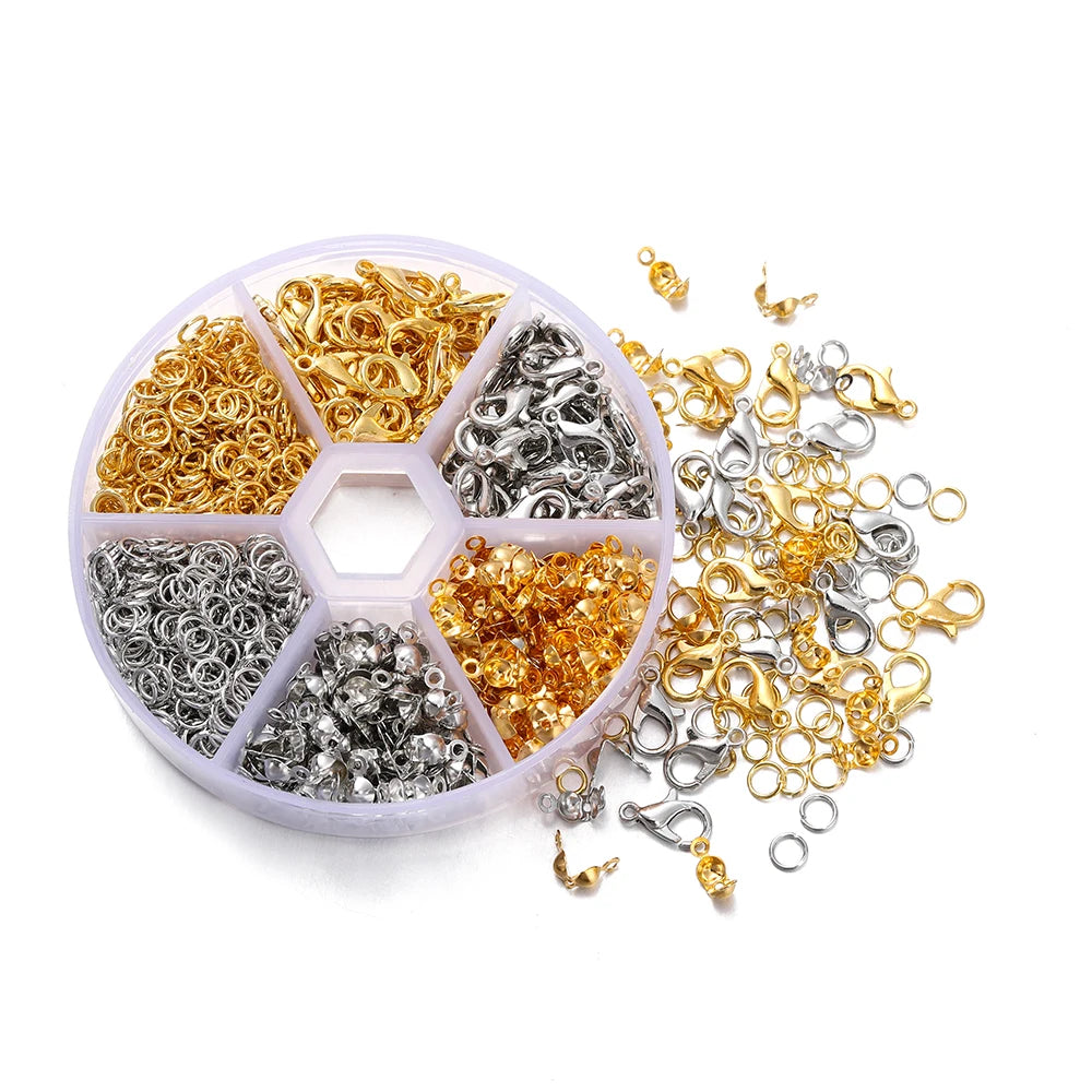 Schmuckzubehör Set 370 Teile Karabinerverschlüsse Biegeringe Endkappen für DIY Schmuckherstellung
