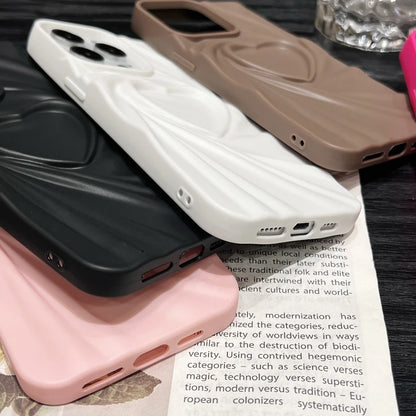 Chique 3D Hart Vouwbare Telefoonhoes voor iPhone 11, 12, 13, 14, 15 en 16 Pro Max - Zachte Matte Siliconen Volledige Bescherming