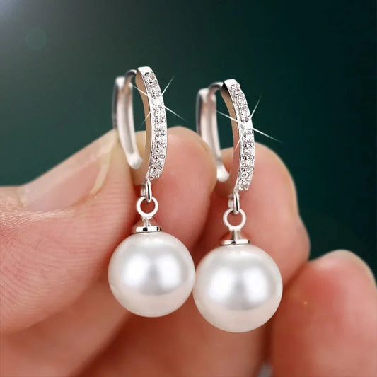 Elegante Echte Zoetwaterparel Oorbellen in Zilver – Een Perfect Cadeau voor Vrouwen, Ideaal voor Bruiloften en Luxe Feesten
