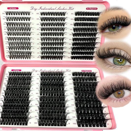 Adembenemende 570/640 stuks Individuele Cluster Wimpers - Dikke & Fluffy 30D/100D Mix Lengte voor Perfecte Doe-Het-Zelf Extensions!