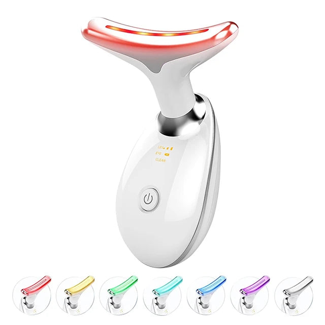 Herleef Je Huid: 7-Kleur Anti-Rimpel Gezichtsmassager voor Hals en Gezicht - Verstevig en Lift met Dit Dubbele Kin Vermindering Hulpmiddel!