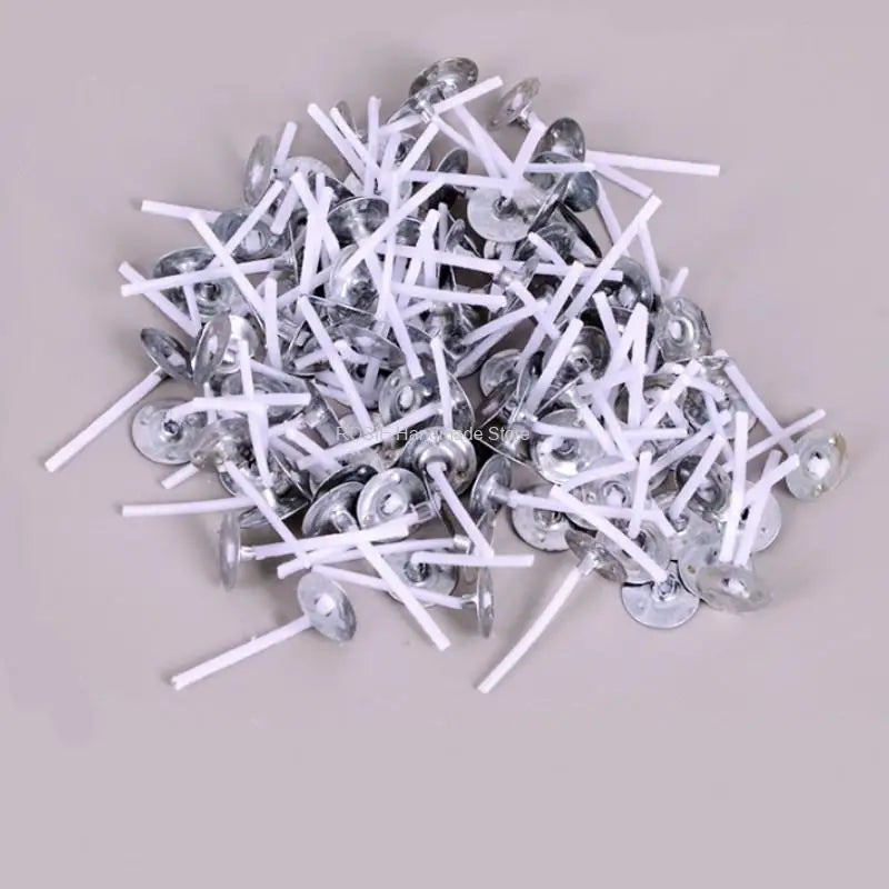 Pre-Tabbed Cotton Candle Wicks | 100pcs Metal Sustainer Wicks for Candle Making | Multiple Length Options