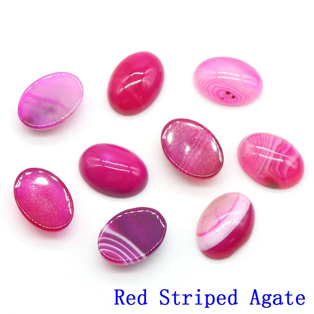 20pcs Natural Stone Oval Cabochons Flat Back Gemstones for Jewelry Making DIY Ring Pendant Earring Craft Supplies