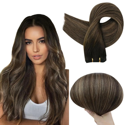 Verander Je Uiterlijk met Full Shine Ombre Blonde Menselijk Haar Weft Extensions - Zijdeachtig Steil 100g Remy Skin Dubbele Weft Bundels voor een Perfecte Salonafwerking!