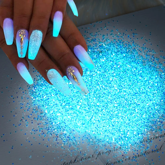 10g Blauw Groene Gloei-in-het-Donker Nagelpoeder - Luminieuze Pigmentstof voor Indrukwekkende Sieraden en Knutsel Decoraties