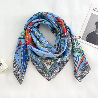 Elegante 90x90cm Twill Zijde-gevoel Vierkante Sjaal voor Dames - Luxe Haar Boomprint Hoofddoek, Sjaal en Nek Sjaal, Perfect voor Hijab of Bandana-stijl!