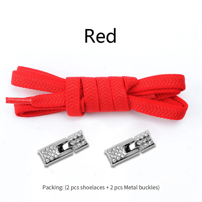 Geen-Knoop Elastische Sneakersluitingen met Diamantkruisvergrendelingen - Perfect voor Kinderen en Volwassenen, 8MM Breedte