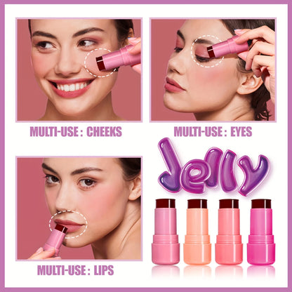 Jelly Blush Stick Makeup, Water Jelly Tint Stick, Lip and Cheek Jelly Blush Stick Lipstick, Lightweight