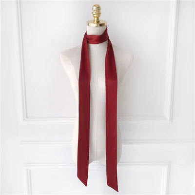 Chic 190x5cm Dames Smalle Sjaal - Elegante Effen Kleur Chiffon Zijde in Levendig Rood met Veelzijdige Stylingmogelijkheden: Knoop, Taslint, Haarband of Choker!