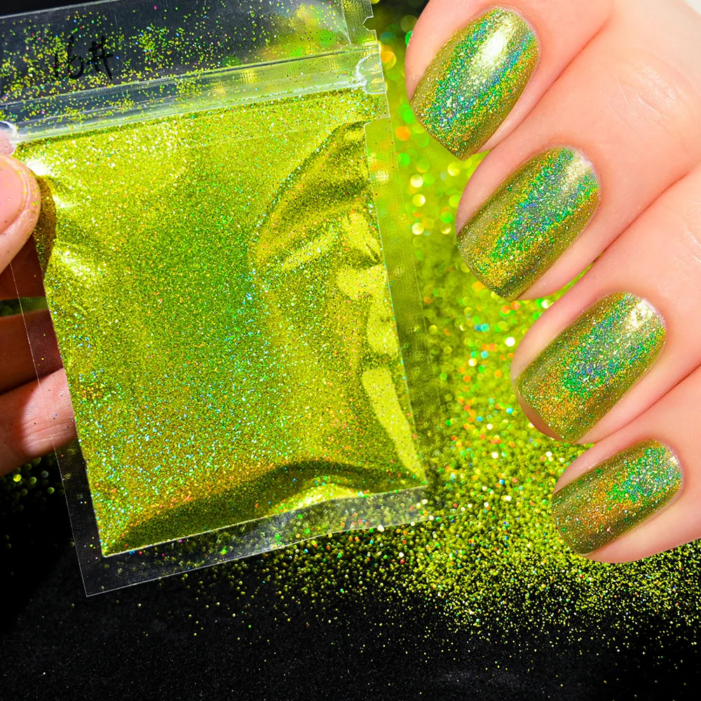 10g Blauw Groene Gloei-in-het-Donker Nagelpoeder - Luminieuze Pigmentstof voor Indrukwekkende Sieraden en Knutsel Decoraties