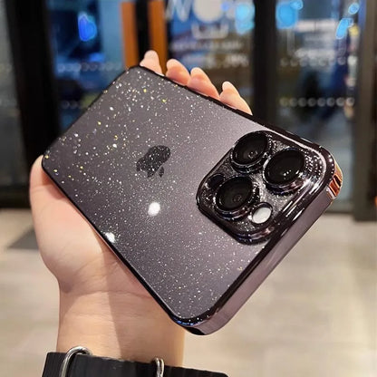 Glamoureuze Elektrolytisch Gecoate Glitter iPhone Hoes - Adembenemende Schokbestendige Bescherming voor 12ProMax, 13, 14, 15 en 16 Modellen
