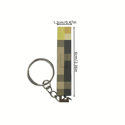 Verlicht je stijl: Glow-in-the-dark anime gamer sleutelhanger - Retro zaklamp ontwerp met pixeltextuur, chique kunststof hanger