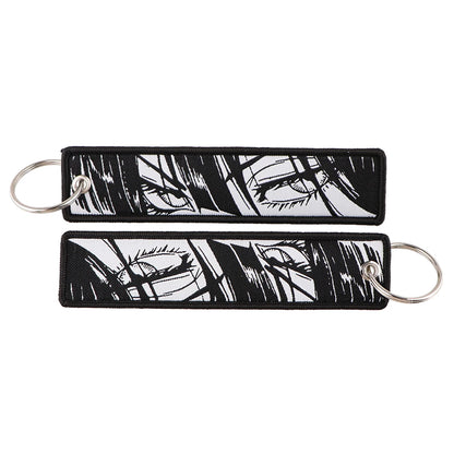 Stijlvolle Japanse Anime Geborduurde Sleutelhangers – Perfecte Sleuteltags voor Motorfietsen, Auto's en Rugzakken – Trendy Sleutelhanger Cadeaus voor Vrienden!