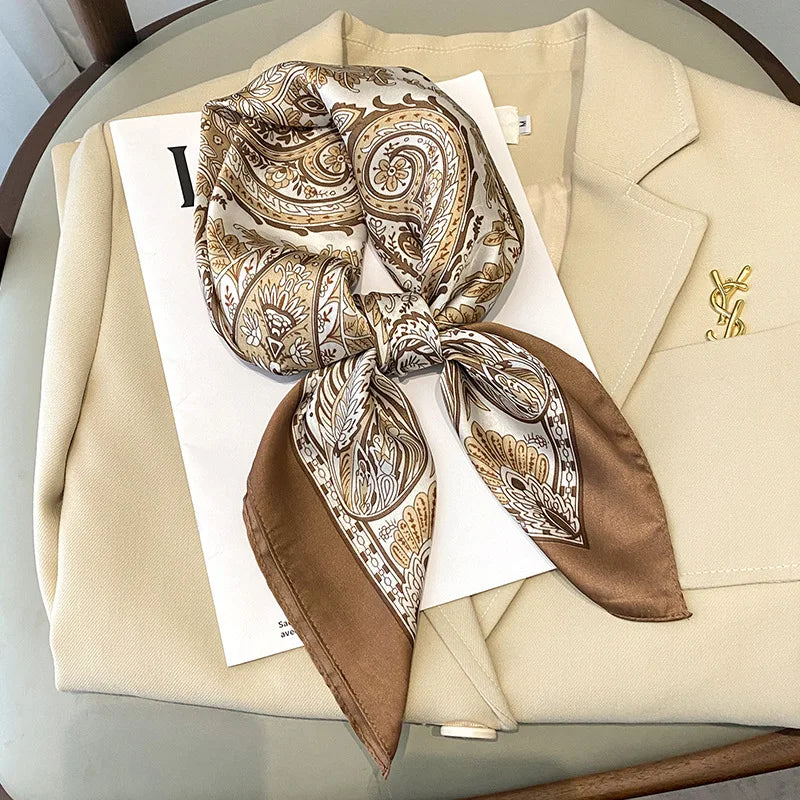 Chique 2023 Zijden Nek Sjaal met Elegante Paardenprint voor Vrouwen - Veelzijdige Vierkante Haarwraps, Foulards en Bandana Opties