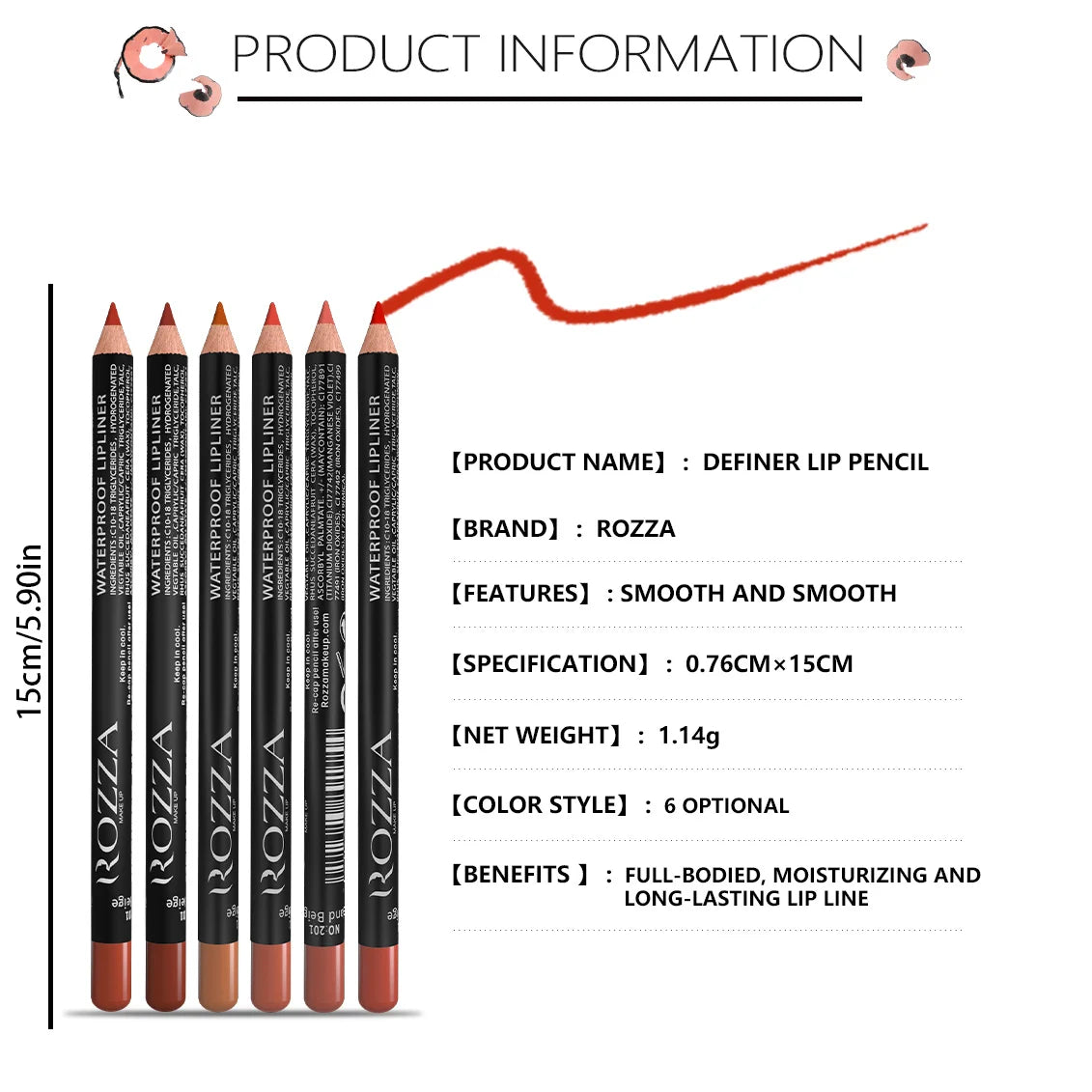 Vibrante 14-kleurige Nude Matte Lippenstift Pencil - Langdurig, Waterproof en Hoog Gepigmenteerde Lippenlijner voor Prachtige Lippenmake-up!