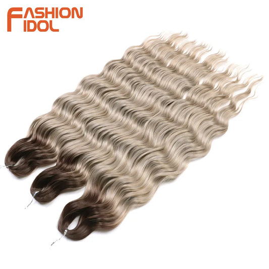 Anna 24-Inch Ombre Blonde Water Wave Synthetische Haarverlengingen - Diepe Golf Afro Krul Twist Haak voor Vrouwen