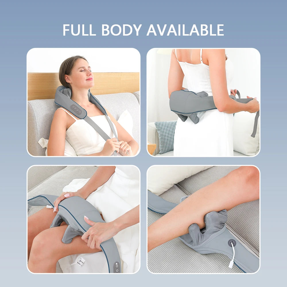 Luxe Foreverlily Draadloze Nek- en Rugmassageapparaat - Ultieme Kneedschuil voor Nek, Schouders en Cervicale Ontspanning