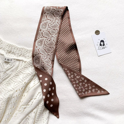 Trendy Floeiende Satijnen Zijde Haar Riem Sjaal voor Vrouwen – Stijlvolle Nekstrik, Tas Sjaal en Skinny Haarband – 2024 Collectie